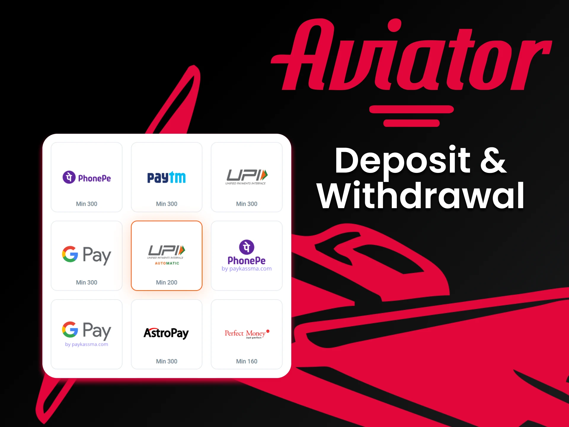 Aviator payment methods